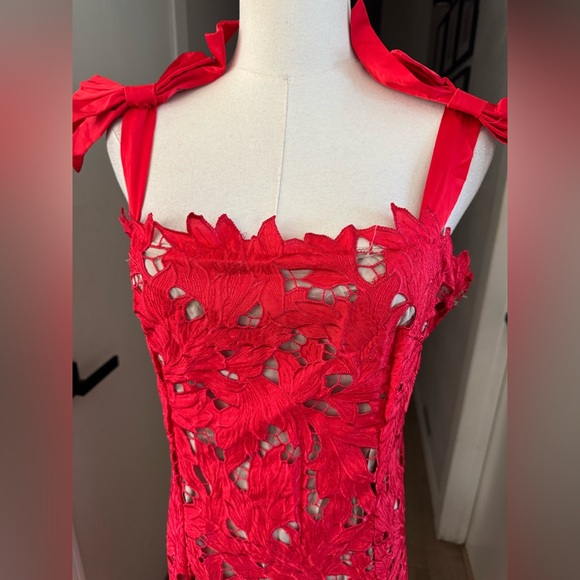 NWT | Micas | Bow Embroidery Cut Out Zipper Slit Slip Maxi Dress | Sz M - Picture 5 of 10